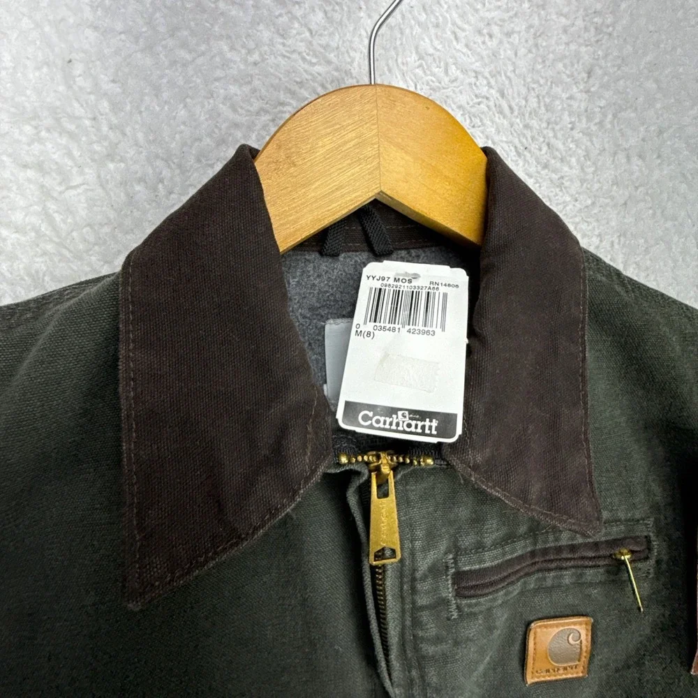 Carhartt Detroit Jacket Fleece Lined Youth Medium (8) YYJ97 MOS Green‎ NWT NOS